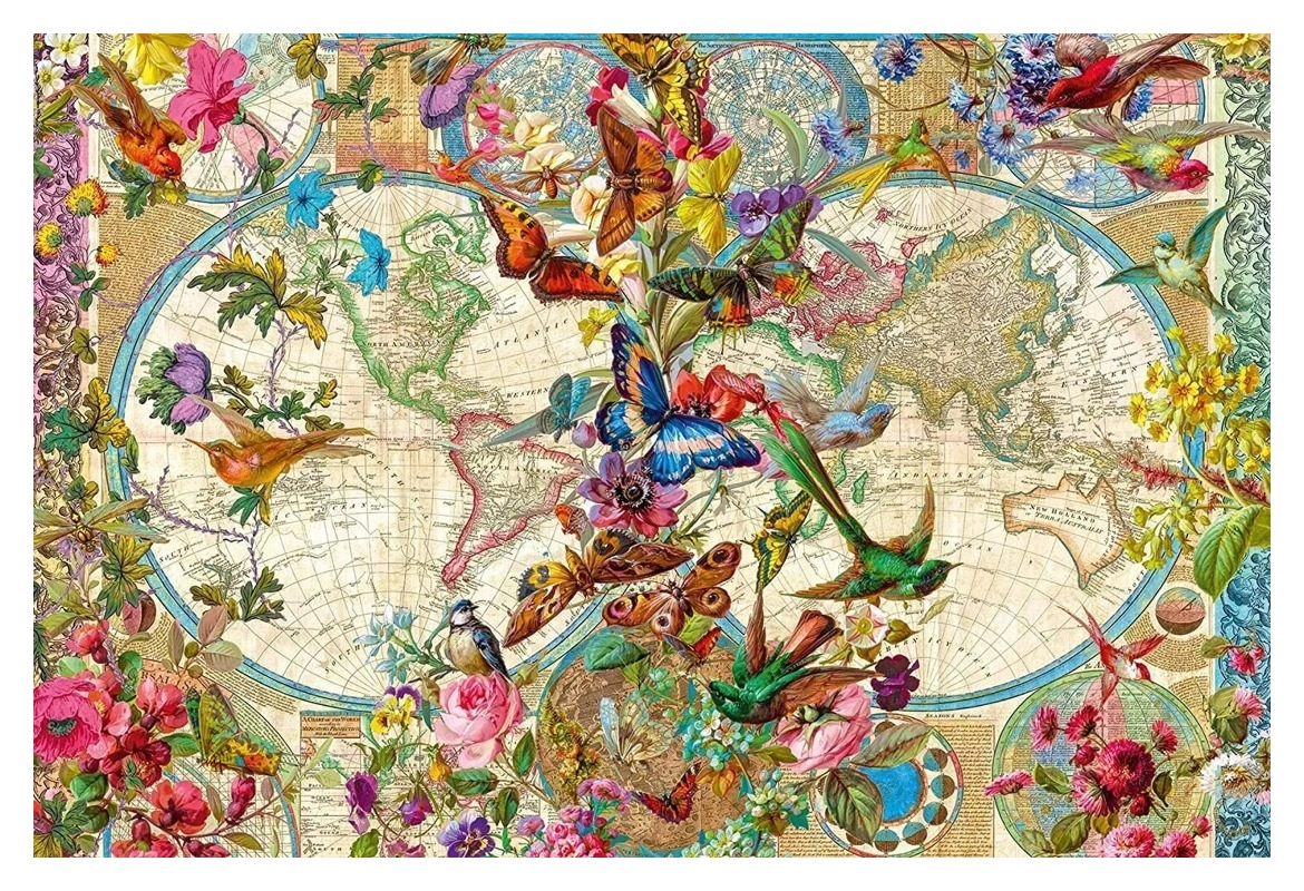 Weltkarte mit Schmetterlingen