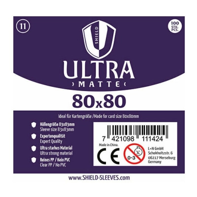 Shield Ultra Matte - 100 Sleeves (80 x 80 mm)