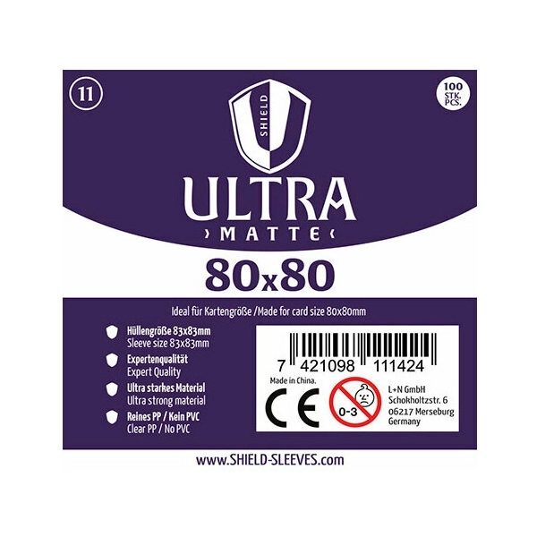 Shield Ultra Matte - 100 Sleeves (80 x 80 mm)