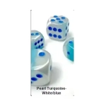 Gemini 16mm d6 Pearl Turquoise-White/blue Luminary Dice Block (12 dice)