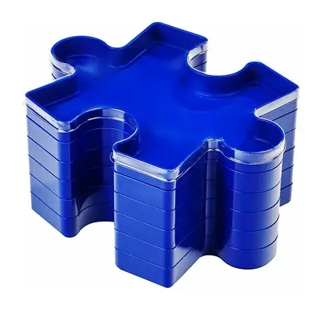 6 blaue Sortierschalen für Puzzleteile