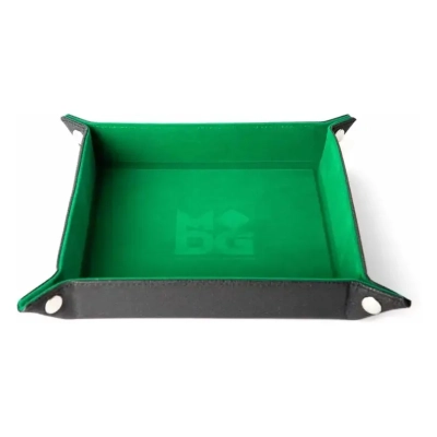 Velvet Folding Dice Tray 10x10 Green with Leather Backing