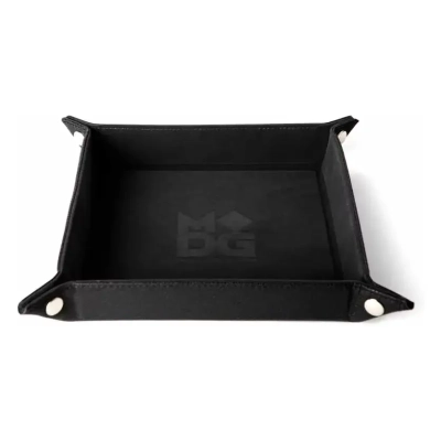 Velvet Folding Dice Tray 10x10 Black with Leather Backing