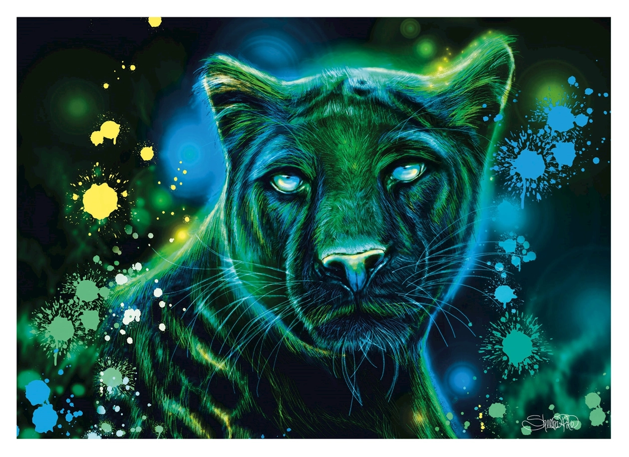 Neon Blau grüner Panther