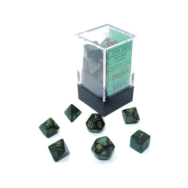 Scarab Mini-Polyhedral Jade/Gold 7-Die Set