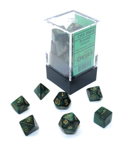Scarab Mini-Polyhedral Jade/Gold 7-Die Set