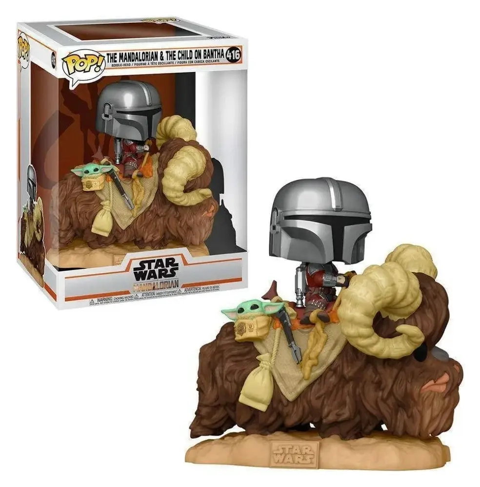 Funko POP! Deluxe The Mandalorian - Mando on Bantha w/Child in Bag Vinyl Figure