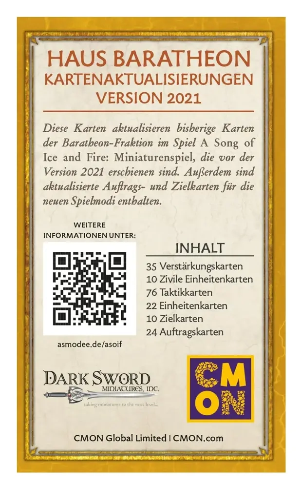 A Song of Ice & Fire - Haus Baratheon Kartenaktualisierungen - DE