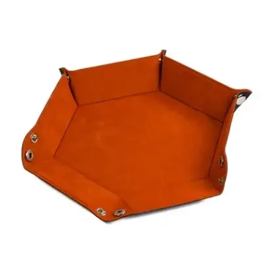 Leatherette & Velvet Dice Tray Orange Hex