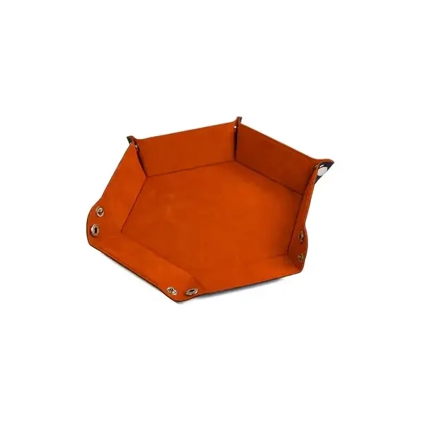 Leatherette & Velvet Dice Tray Orange Hex