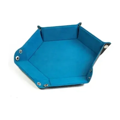 Leatherette & Velvet Dice Tray Blue Hex