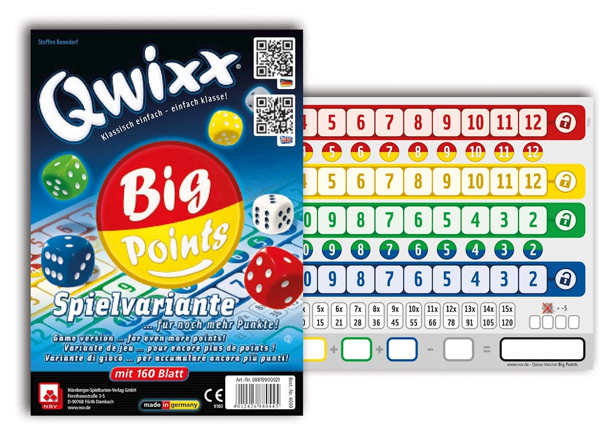 Qwixx Big Points - Zusatzblöcke 2x80 Blatt