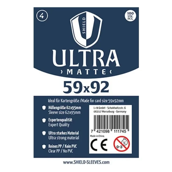 Shield Ultra Matte - 100 Sleeves (59 x 92 mm)