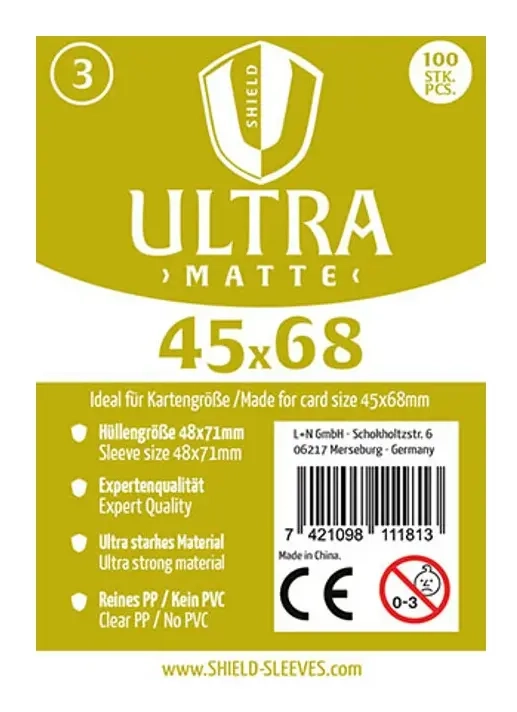 Shield Ultra Matte - 100 Sleeves (45 x 68 mm)