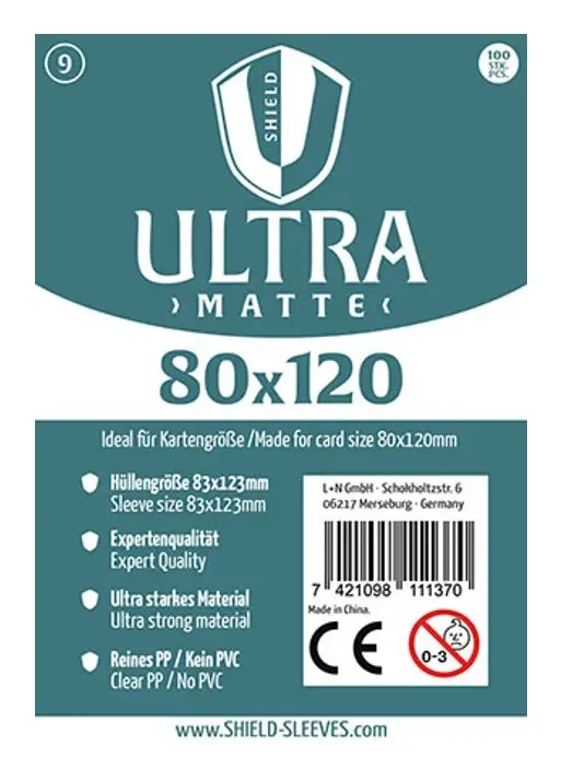 Shield Ultra Matte - 100 Sleeves (80 x 120 mm)